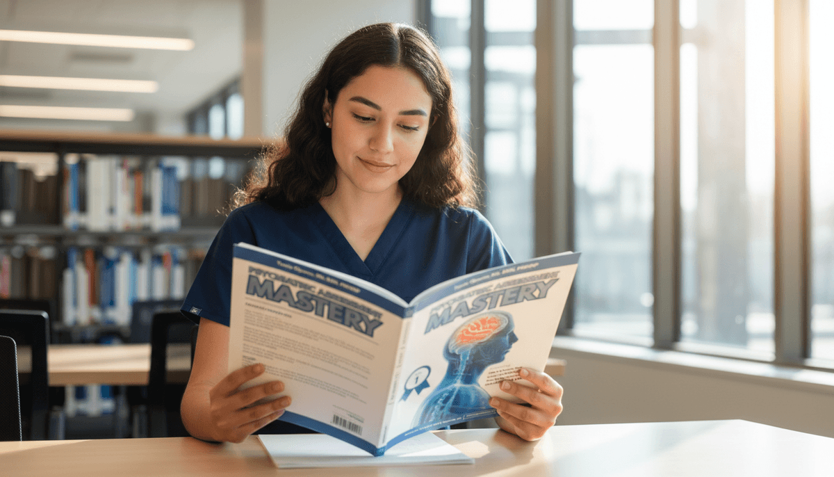 Student studying with workbook